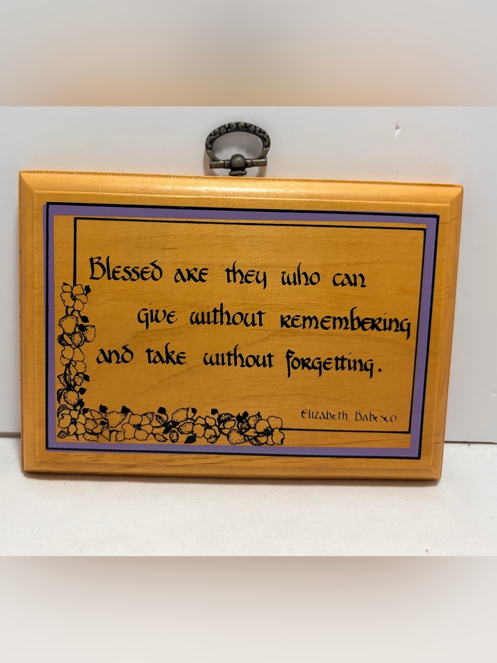 Inspirational Wooden Wall Plaque with Purple Accent